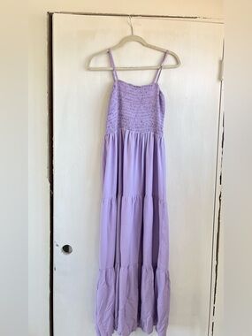 Lavender Smocked Tiered Maxi Dress by Pretty Garden size S